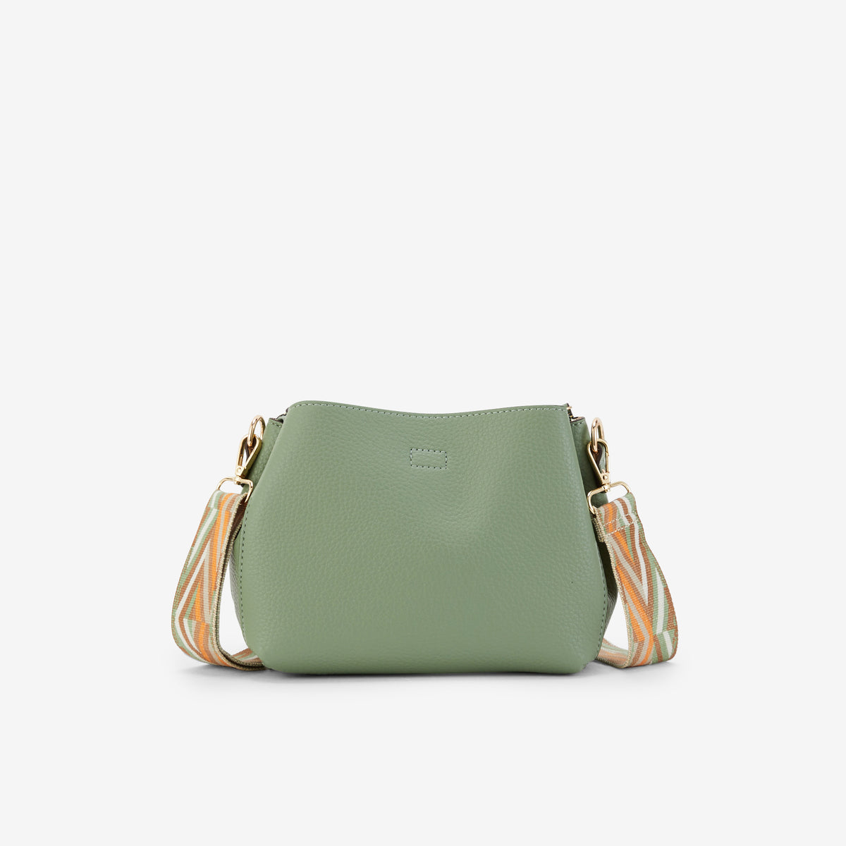 Sac vert effet grainé à bandoulière à motifs
