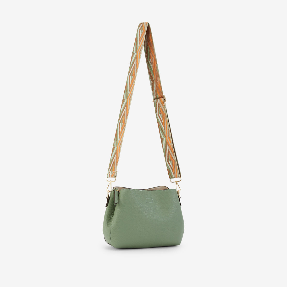 Sac vert effet grainé à bandoulière à motifs