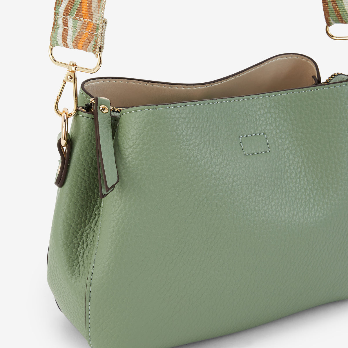 Sac vert effet grainé à bandoulière à motifs