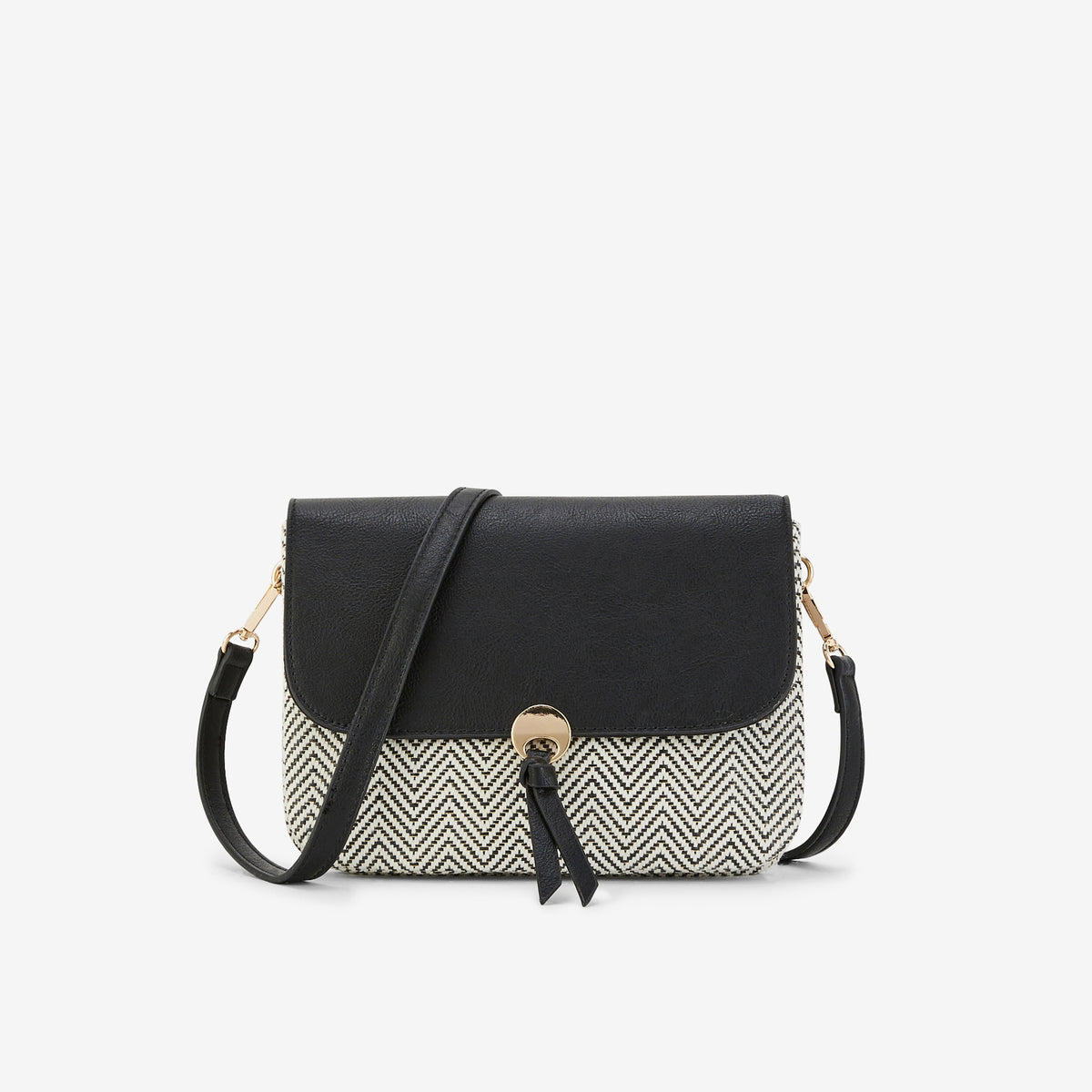 Sac à bandoulière bi-matière noir