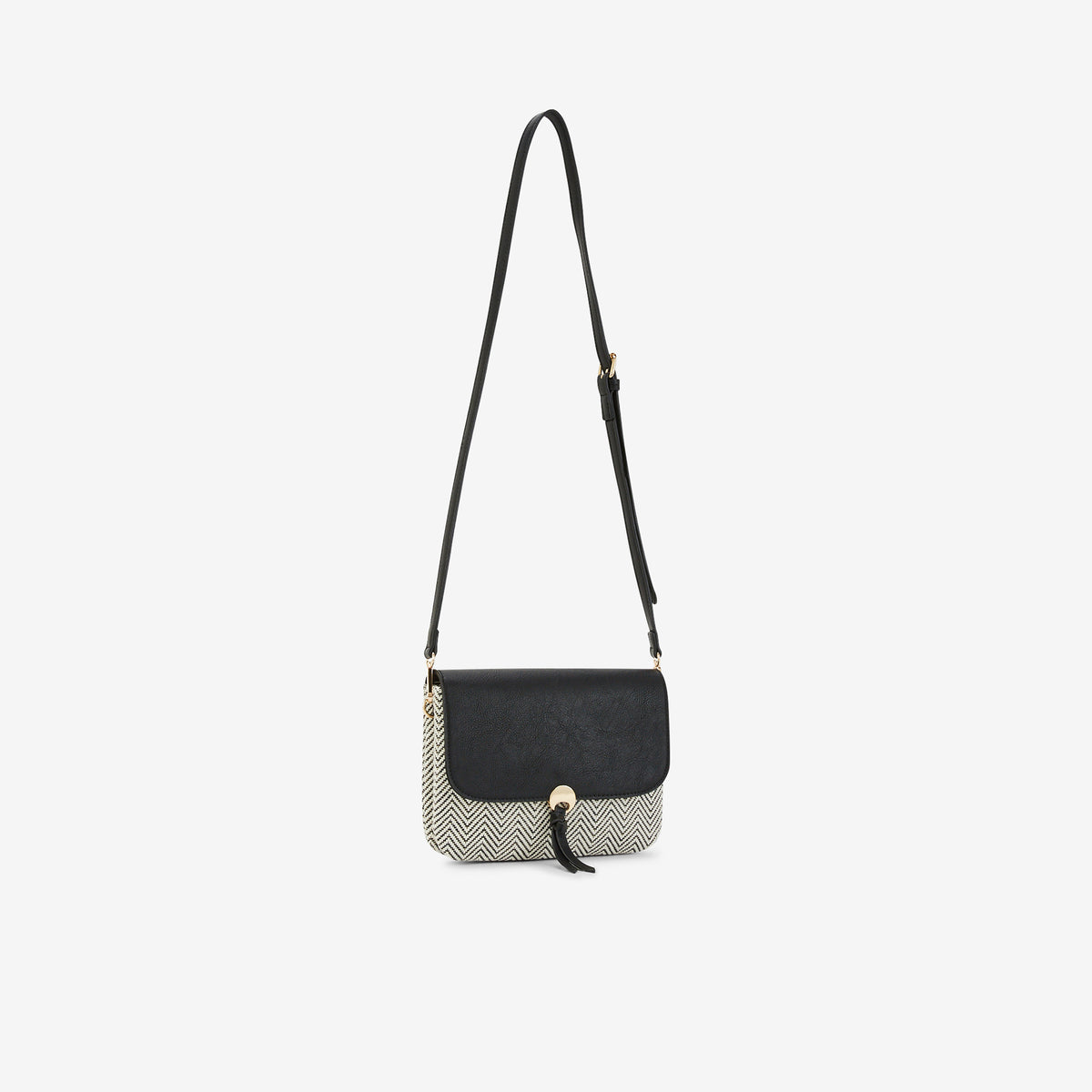 Sac à bandoulière bi-matière noir
