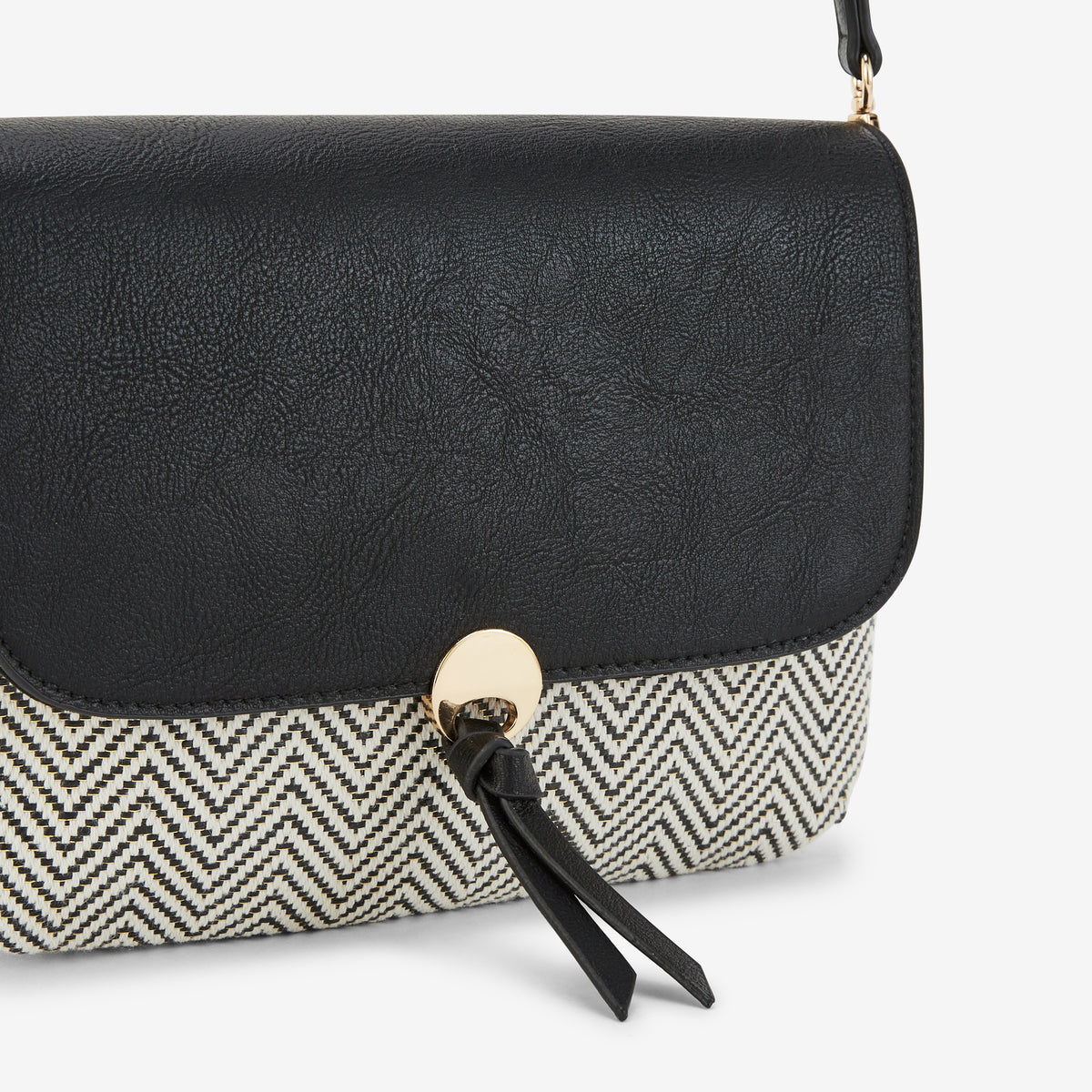 Sac à bandoulière bi-matière noir
