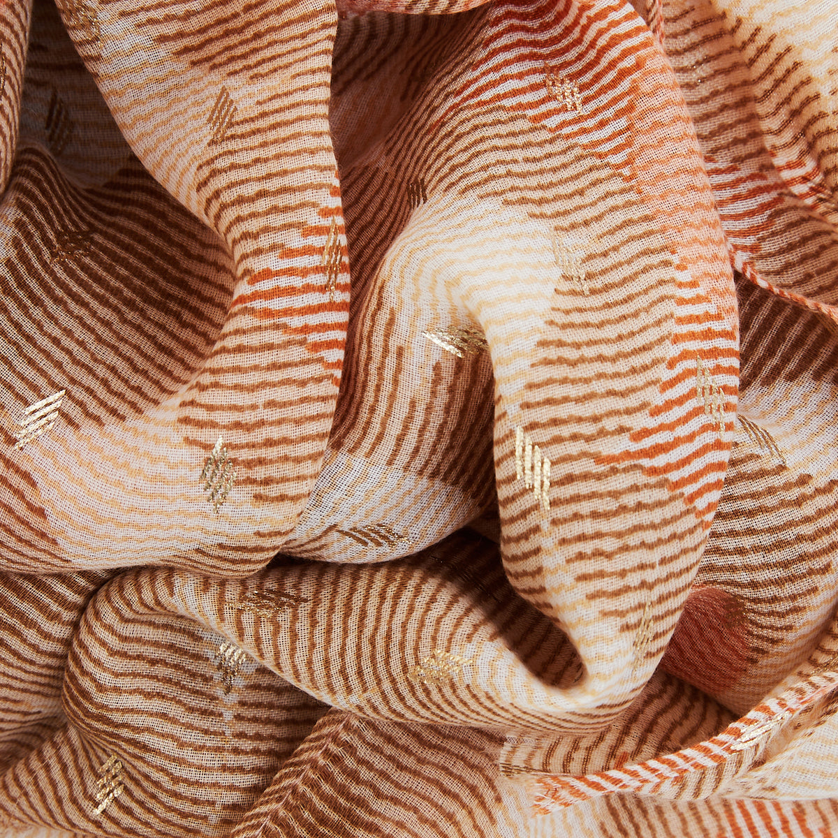 Foulard motifs géométriques beige et orange