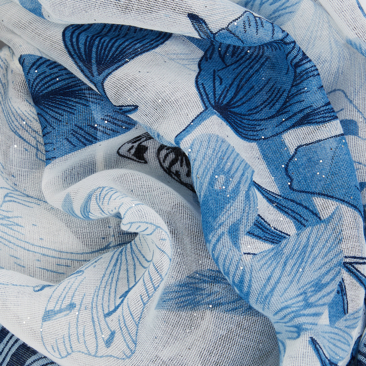 Foulard motif fleur bleu