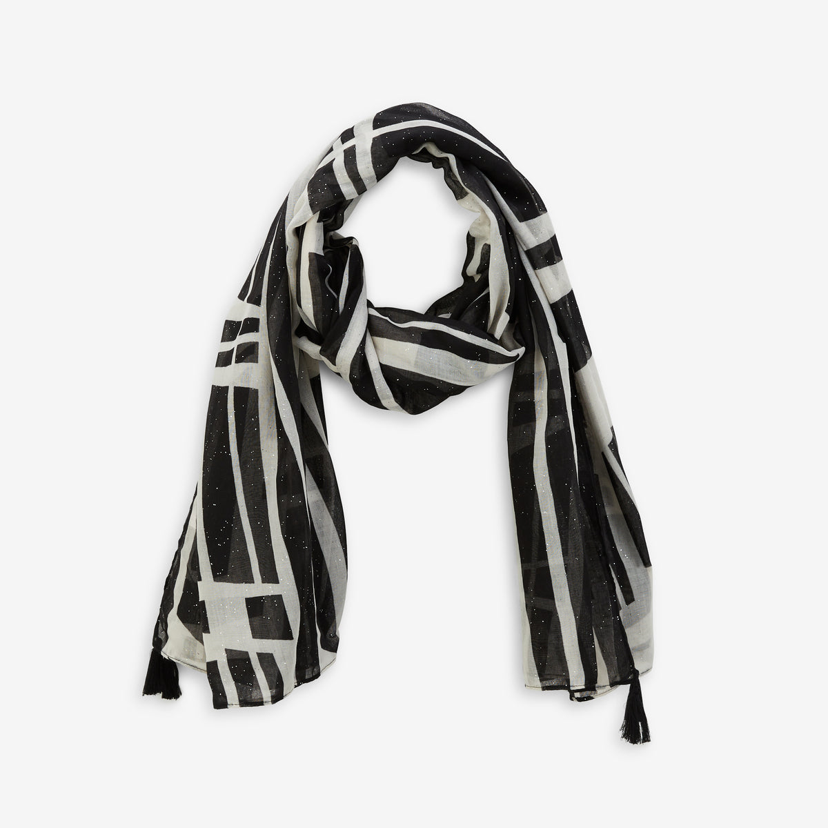 Foulard motifs géométriques noir et blanc