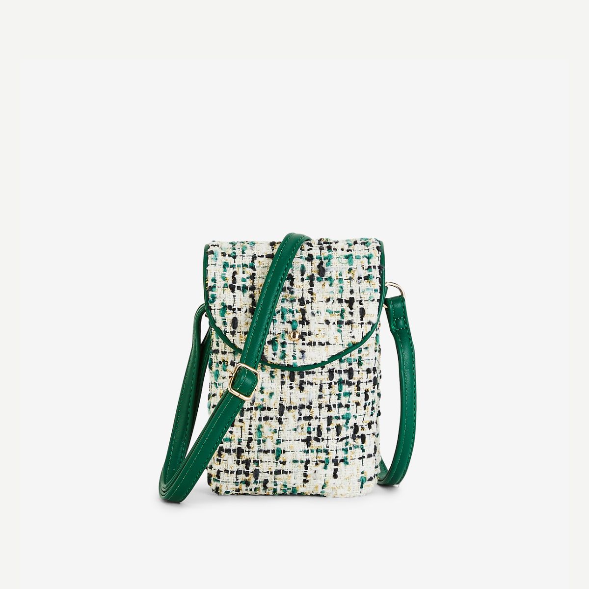 Pochette de téléphone en tweed vert