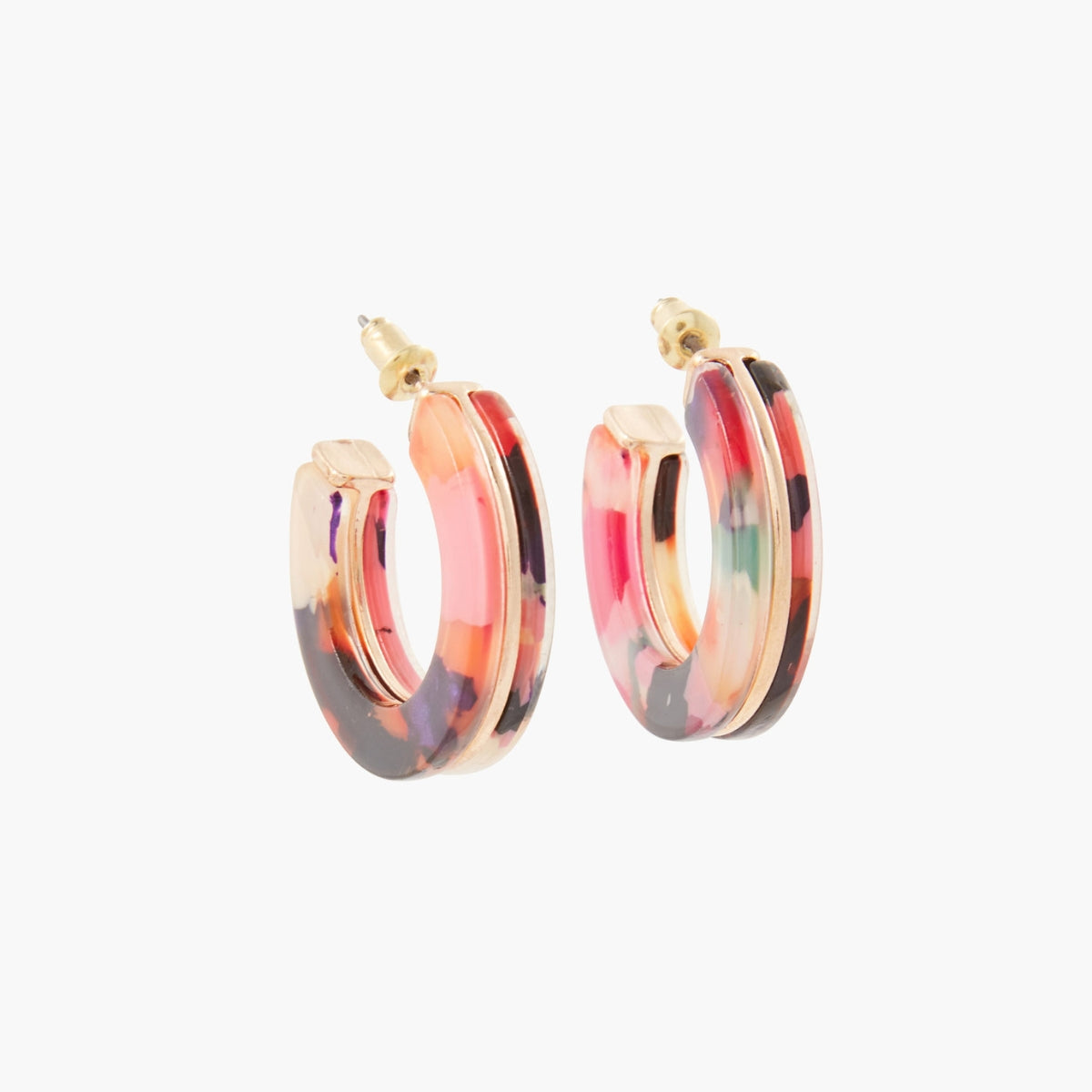 Créoles en résine multicolore