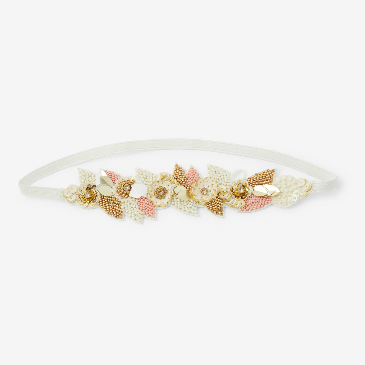 Headband à fleurs en perles et sequins