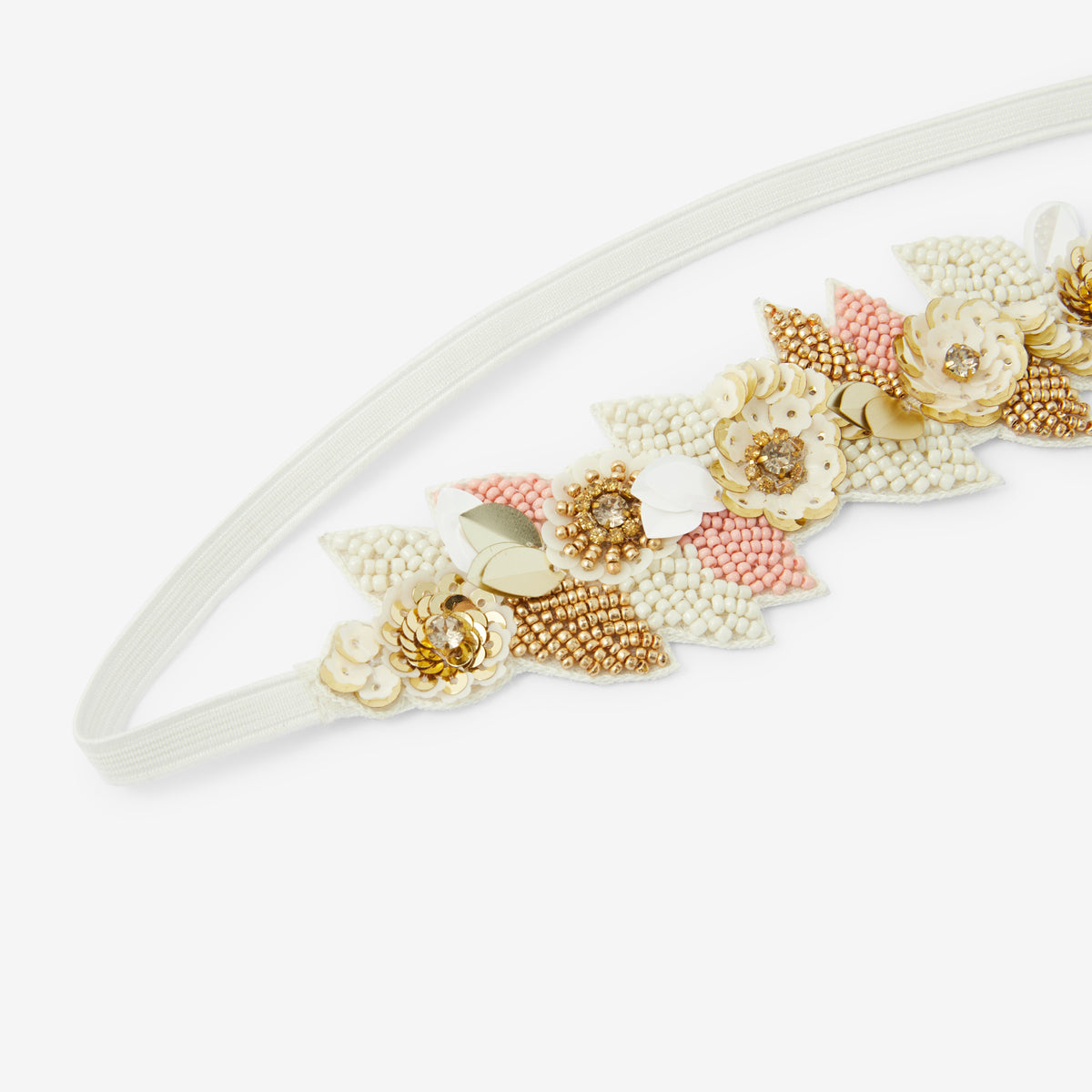 Headband à fleurs en perles et sequins