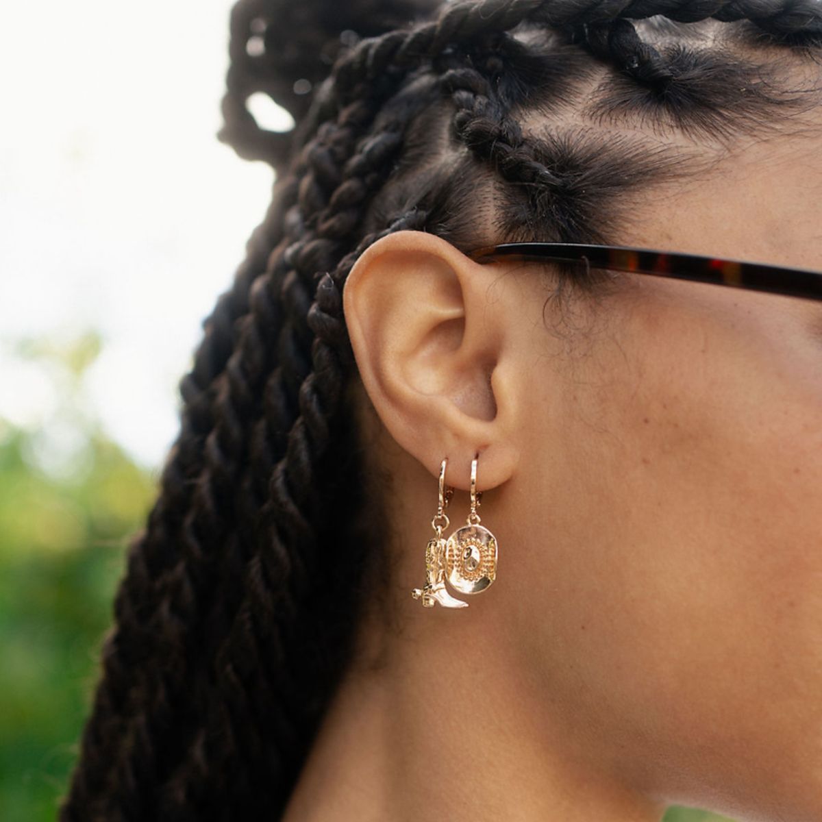 Set de 3 petites créoles assorties chapeaux et santiags