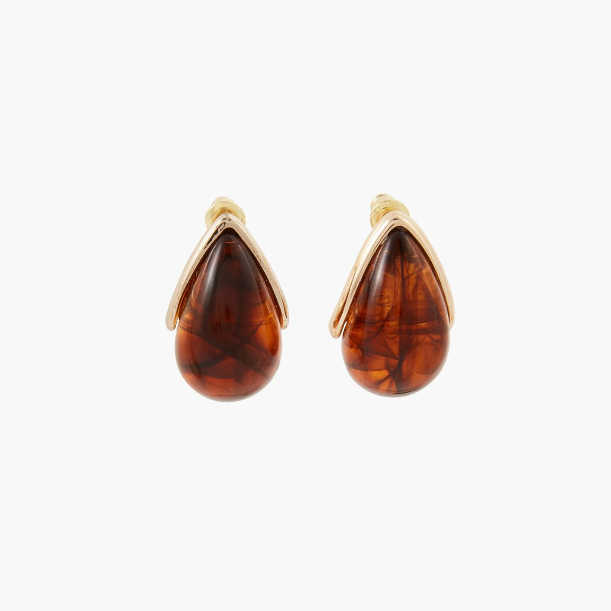 Boucles d'oreilles petites gouttes en résine marron