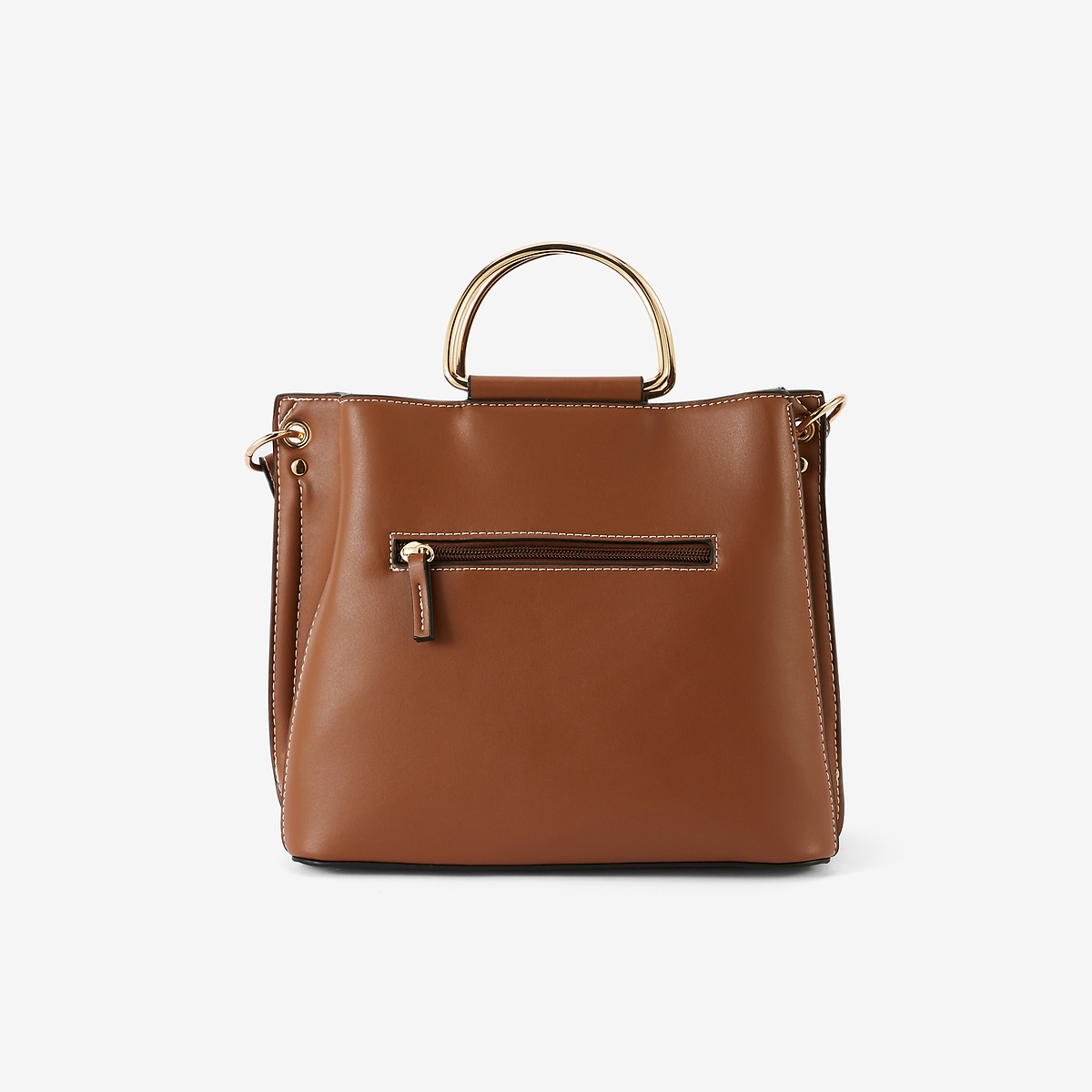 Sac en toile avec anses métal beige et camel