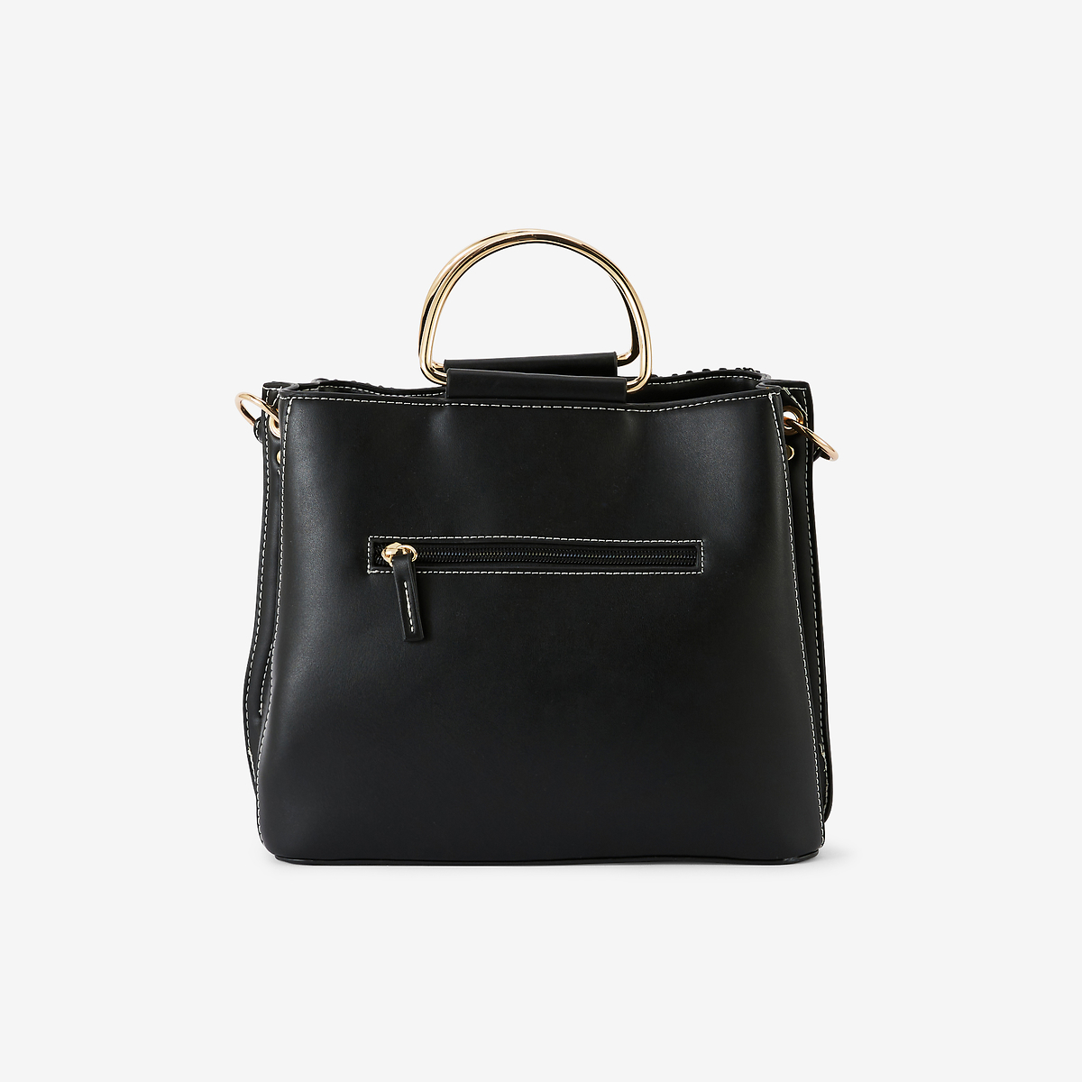 Sac en toile avec anses métal beige et noir