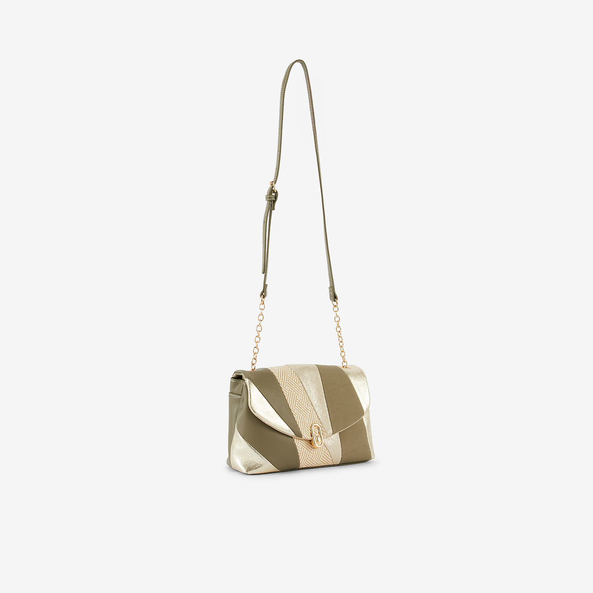 Sac à bandoulière patchwork kaki