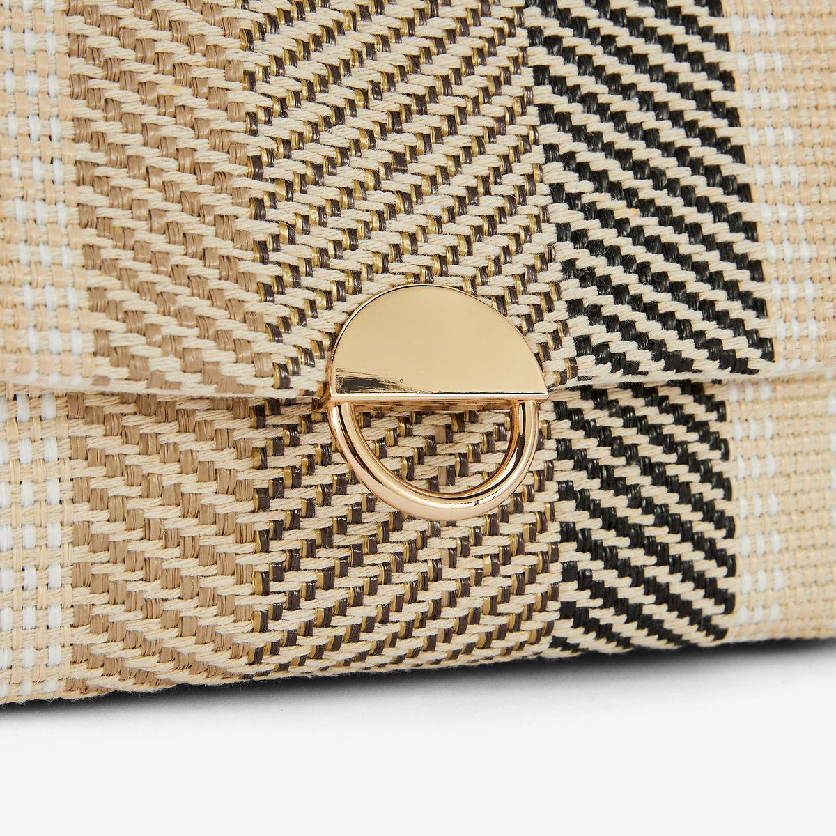 Sac à bandoulière textile à rayures beige et noir