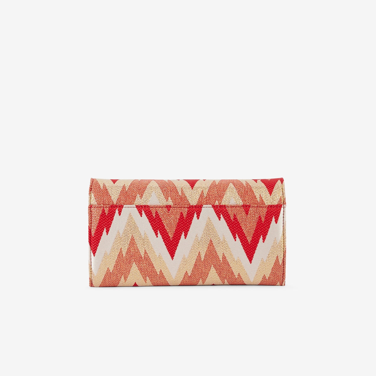 Pochette de soirée motifs zigzag corail
