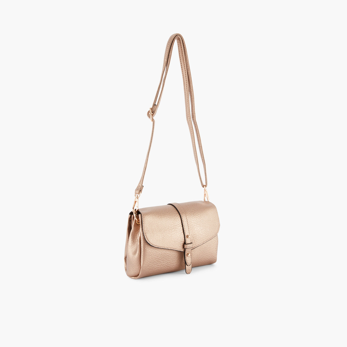 Sac à bandoulière effet grainé doré