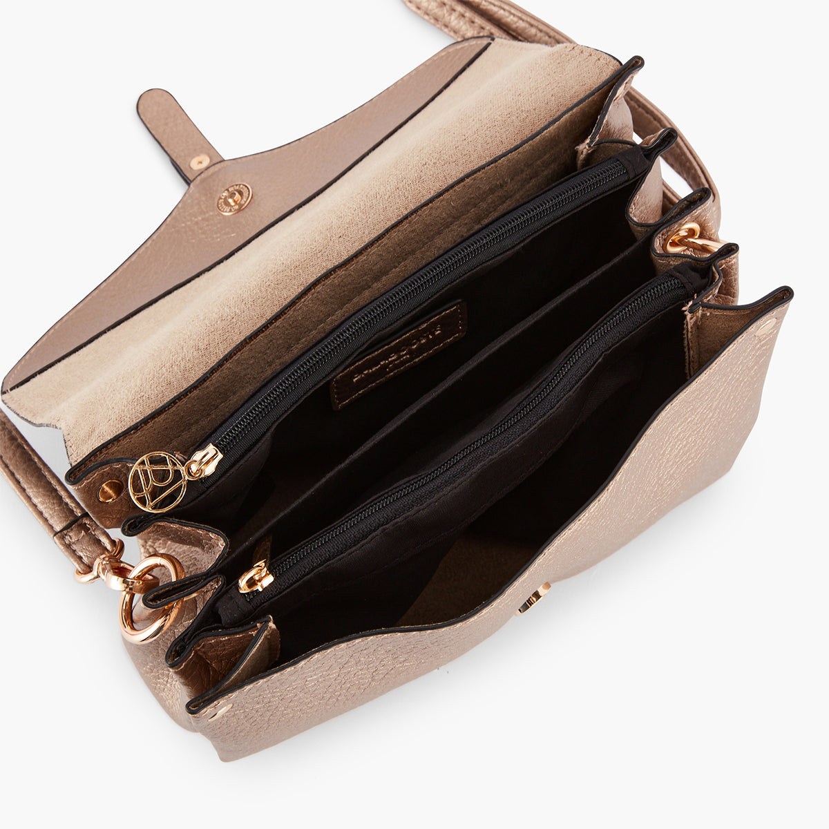 Sac à bandoulière effet grainé doré