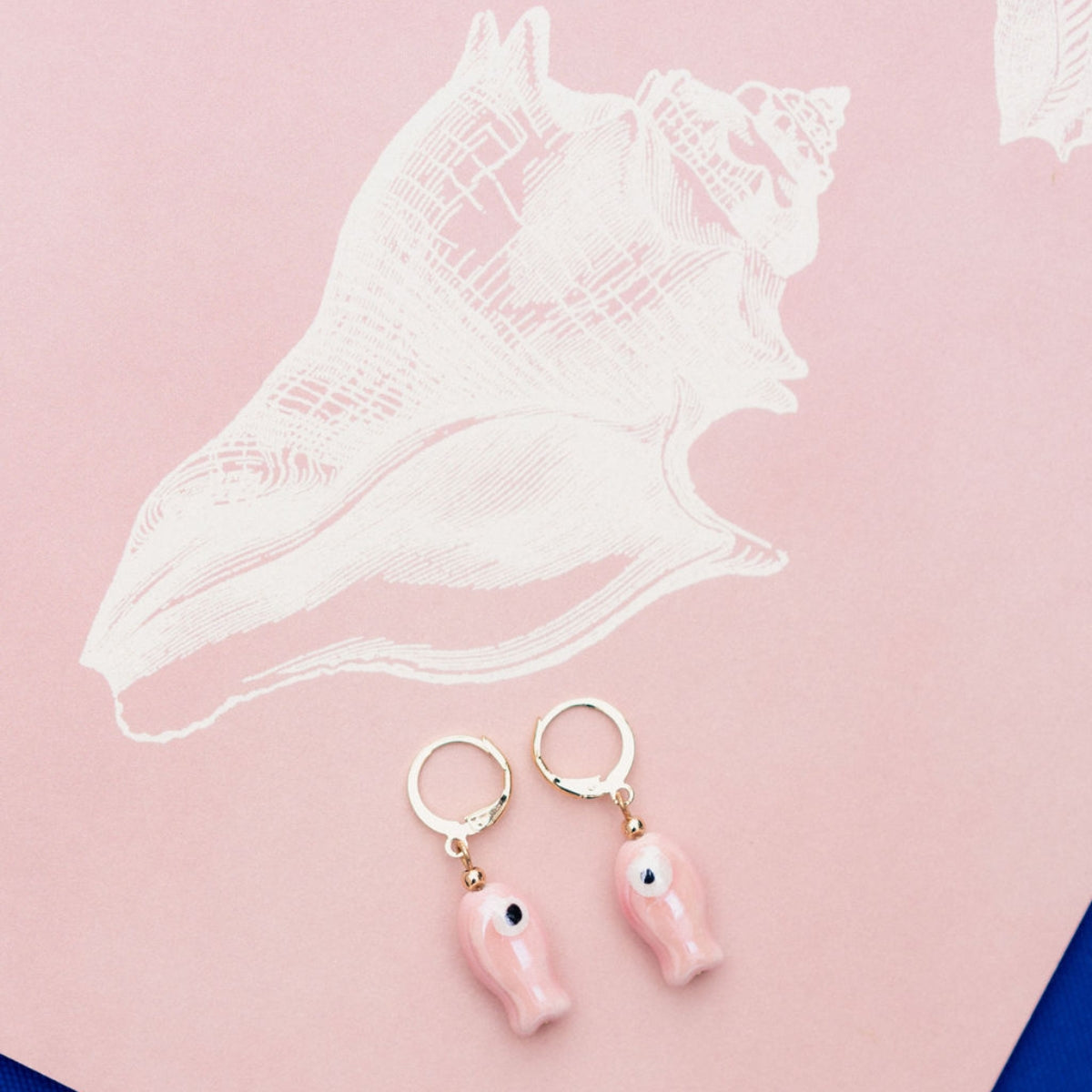 Set de 2 paires de petites créoles poissons et coquillages