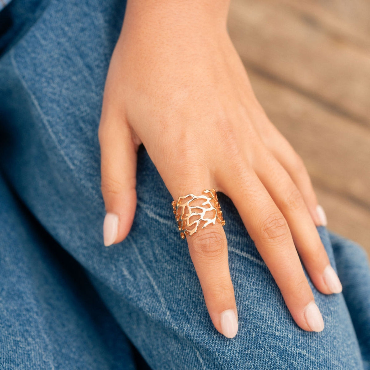 Bague corail doré