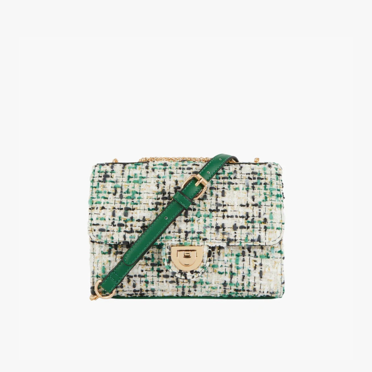 Sac à bandoulière en tweed vert