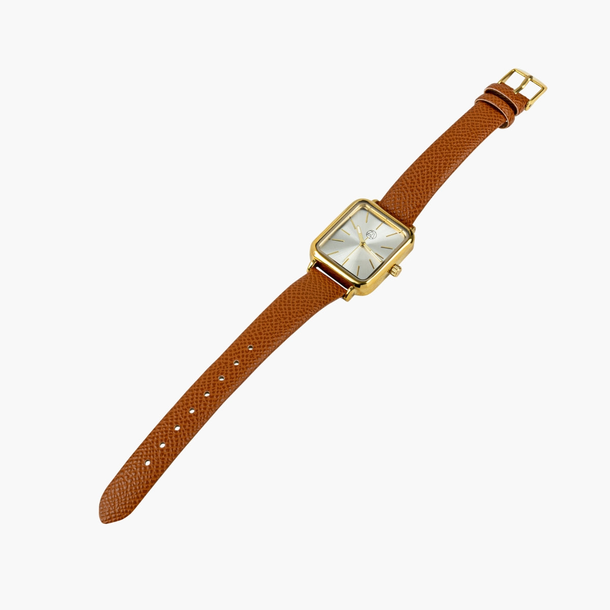 Montre cadran rectangle bracelet camel