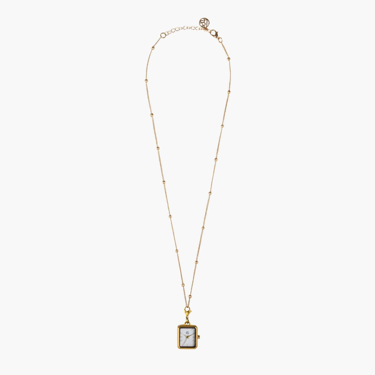 Collier montre cadran carré acier inoxydable doré