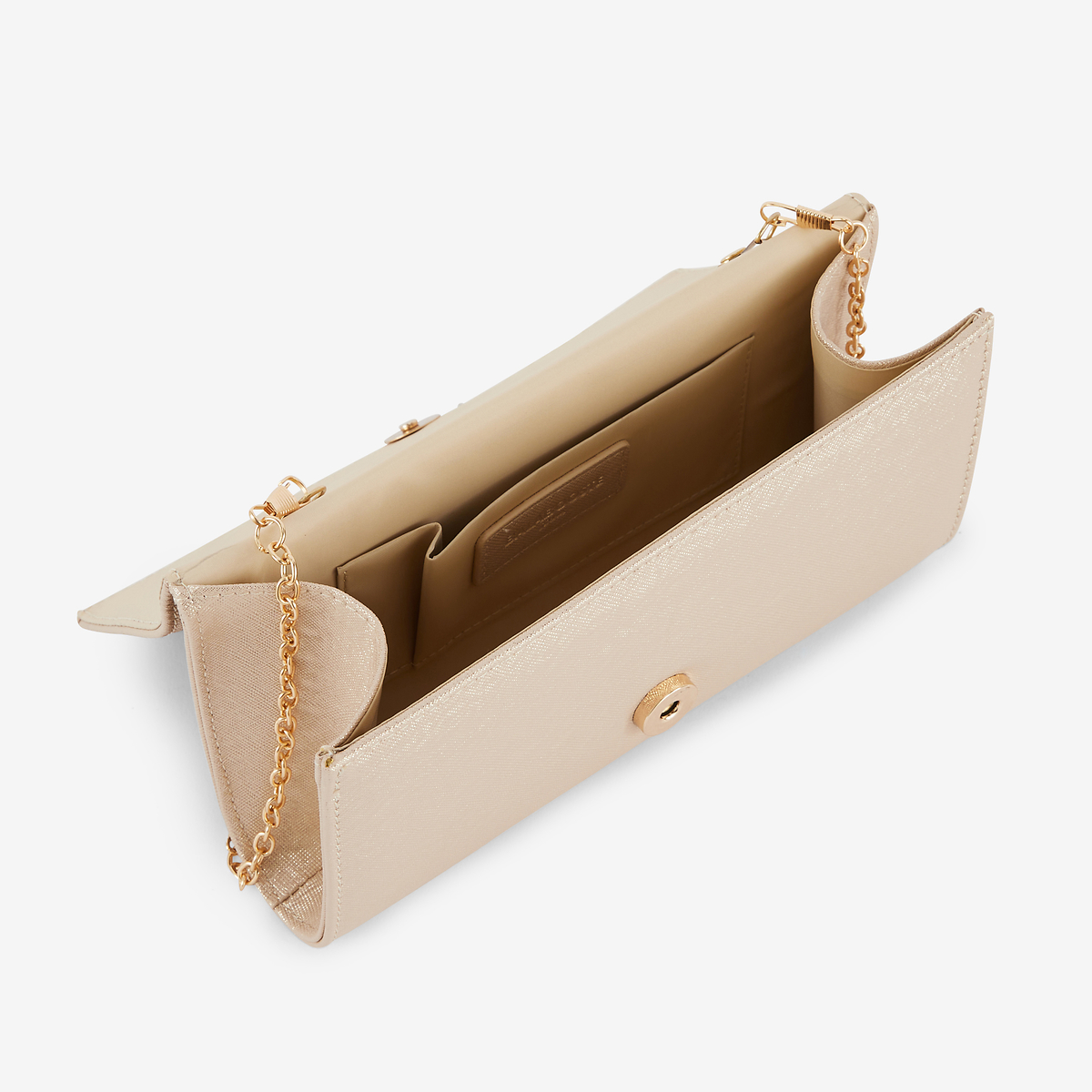 Pochette brillante doré avec nœud et boucle