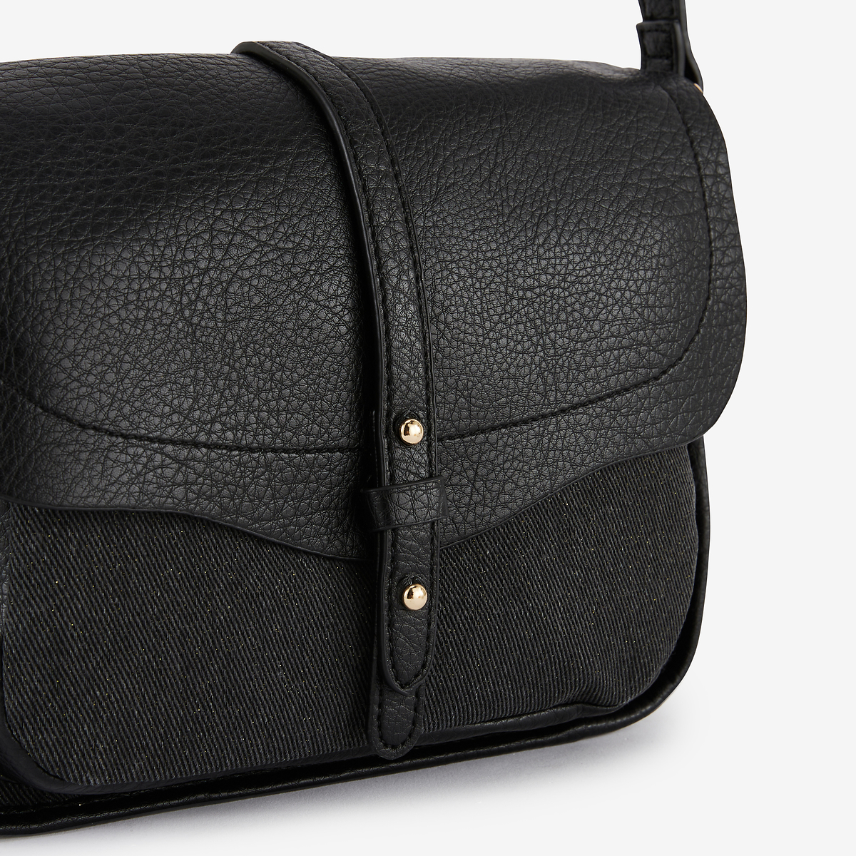 Sac à bandoulière bi-matière noir
