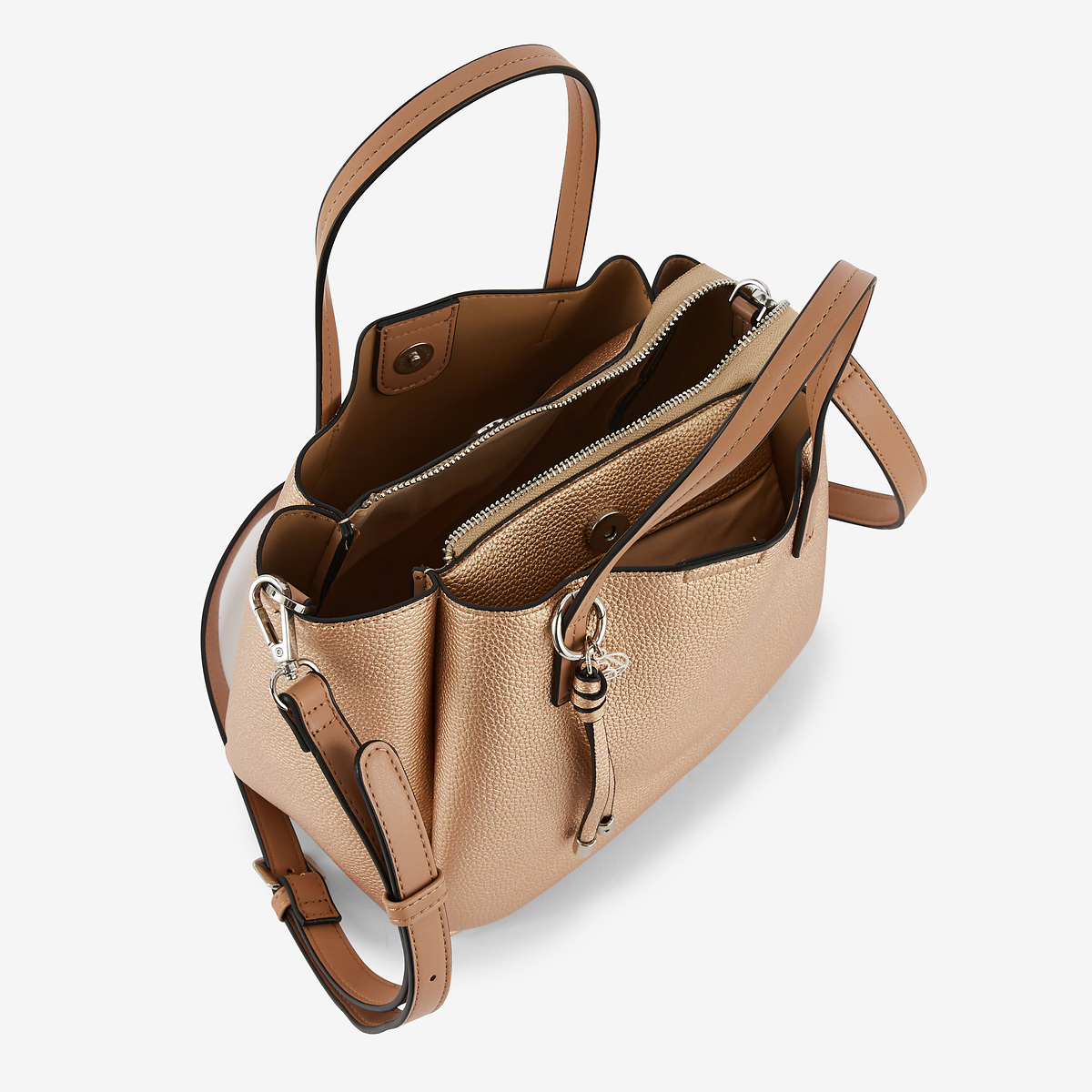 Sac à main effet grainé doré