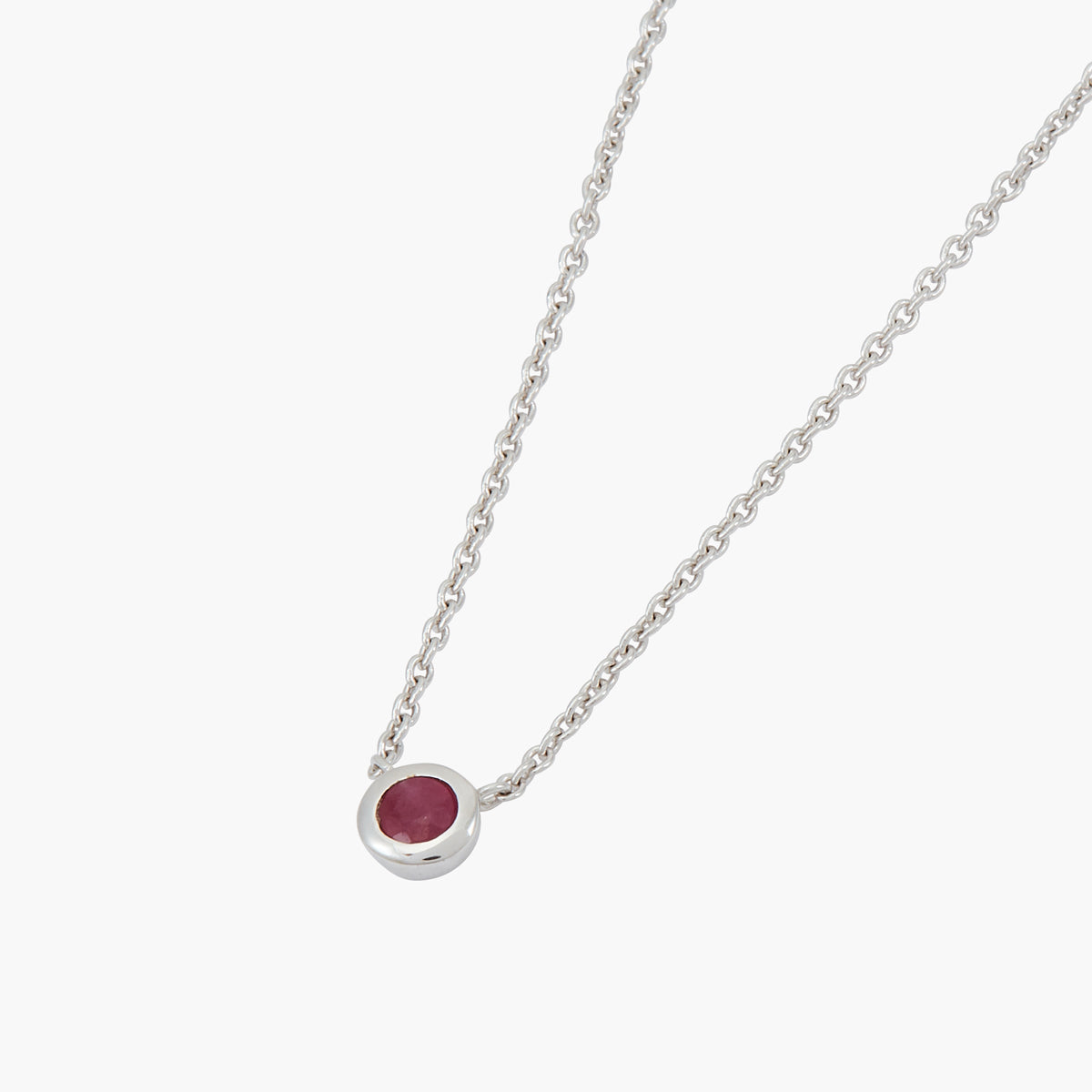Collier argent 925 serti d'une pierre de Rubis