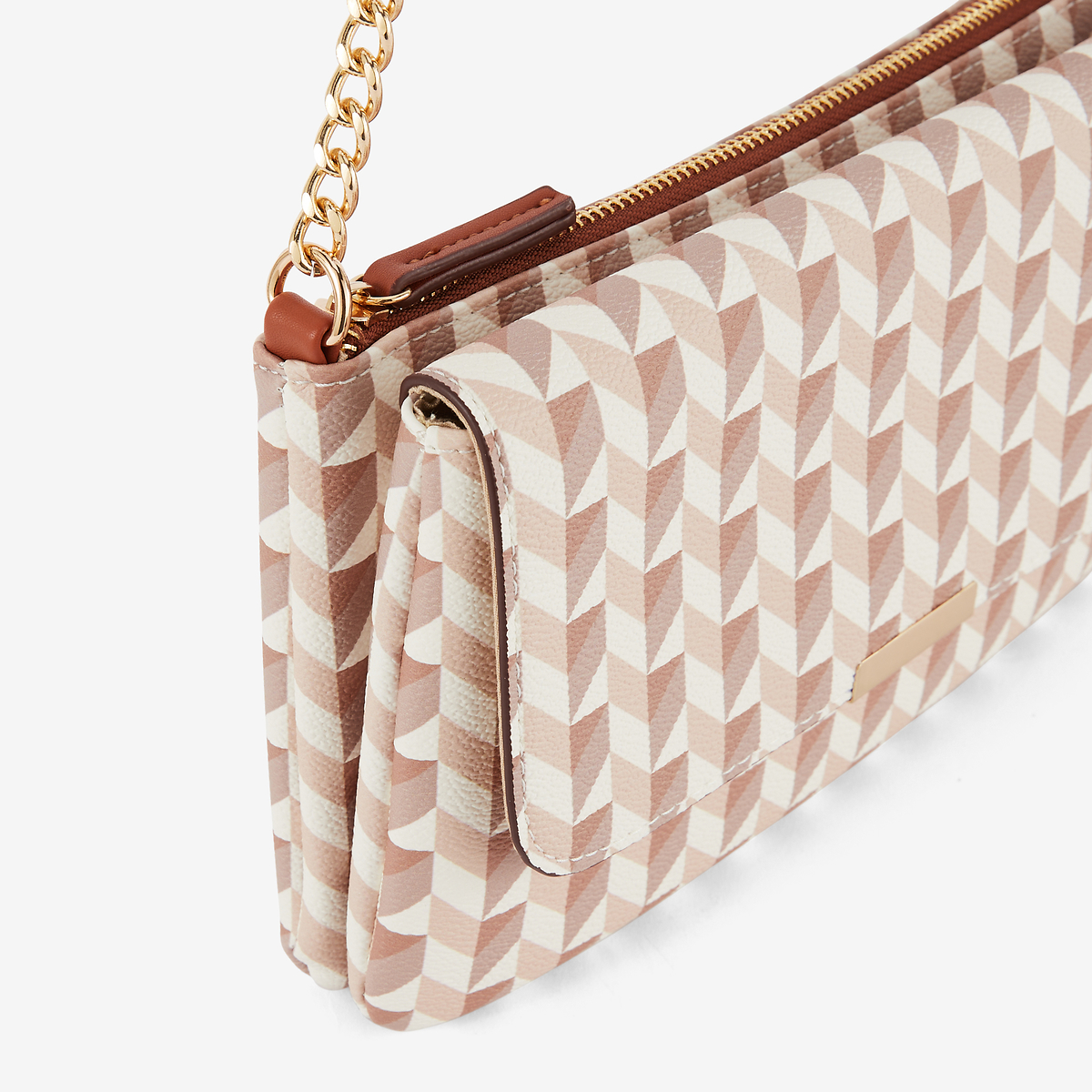 Sac à bandoulière à motif monogramme beige