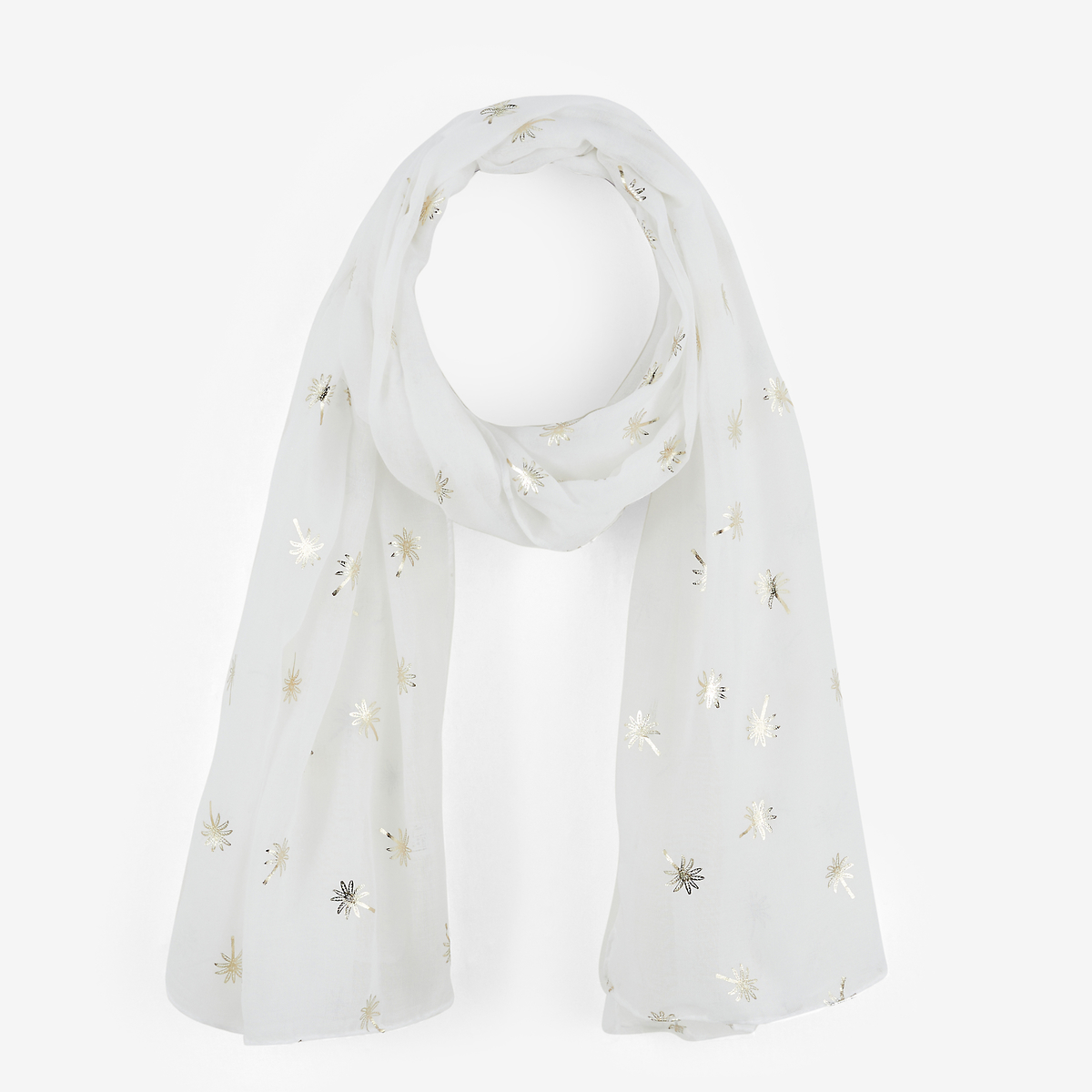 Foulard blanc à motif palmier doré