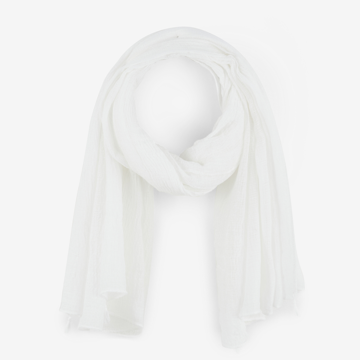 Foulard plissée blanc avec pompon