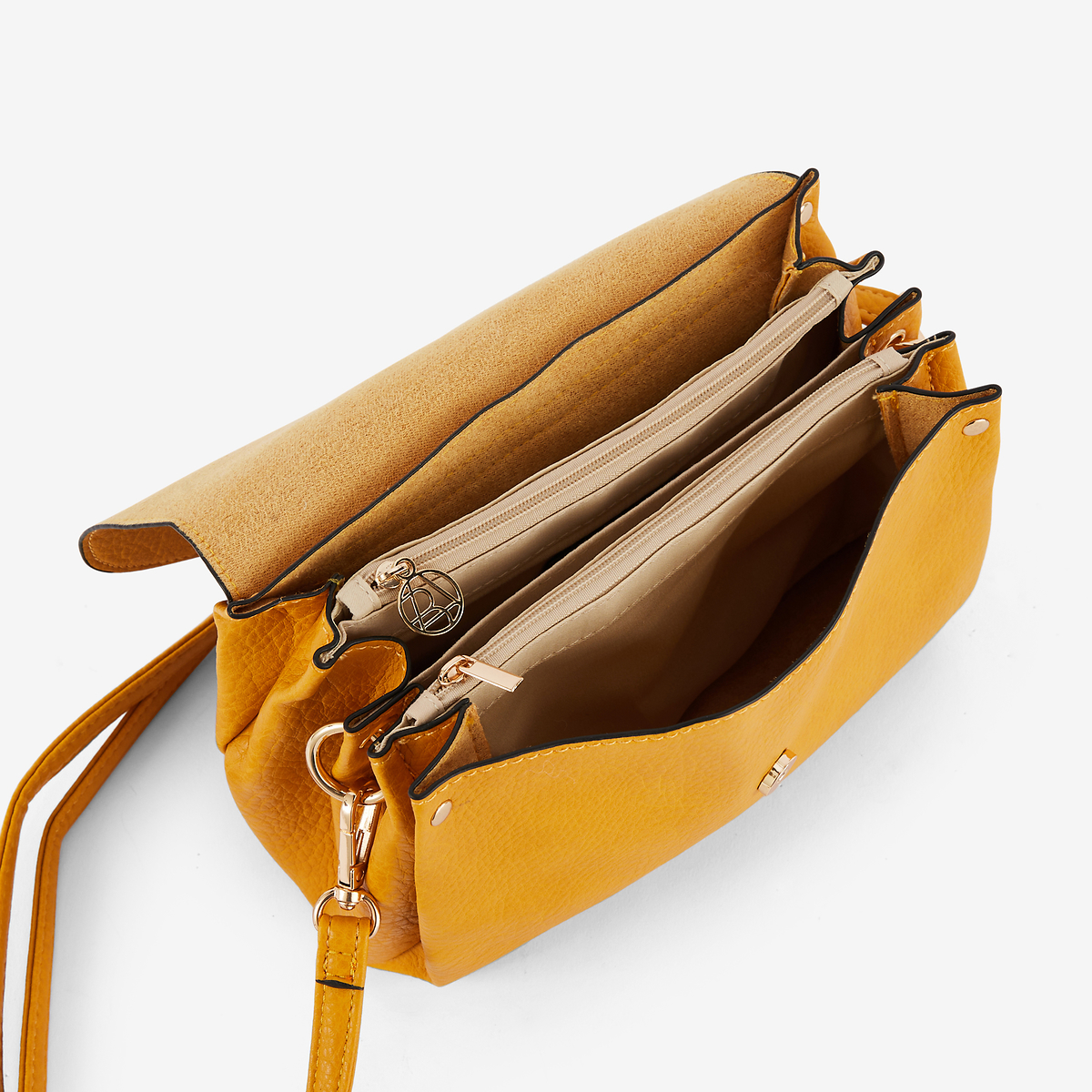 Sac à bandoulière effet grainé jaune