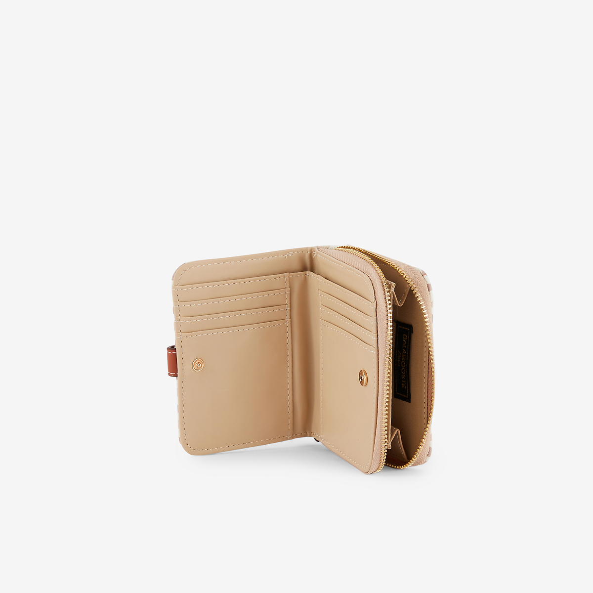 Portefeuille monogramme beige et camel