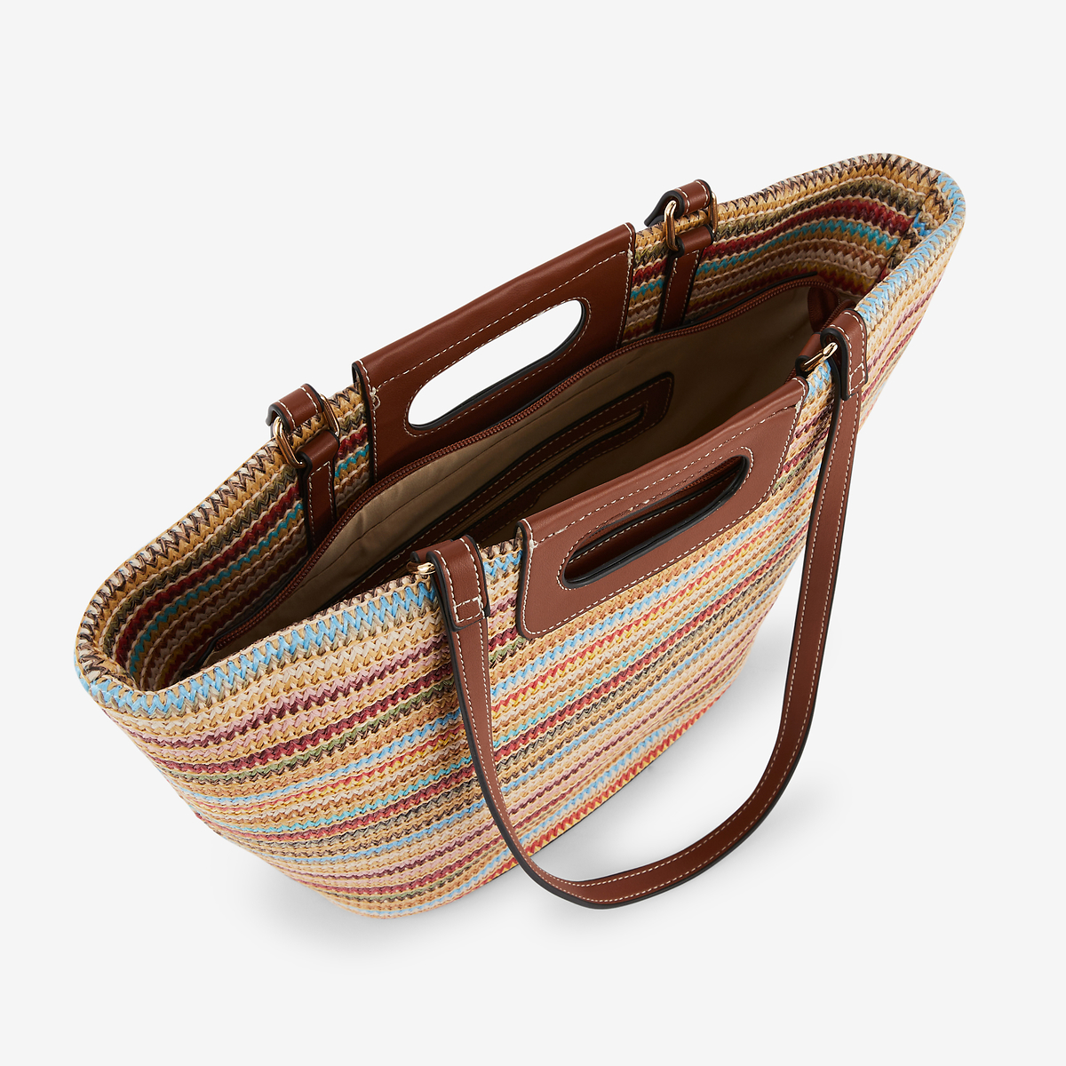 Sac effet pailles à rayures multicolore