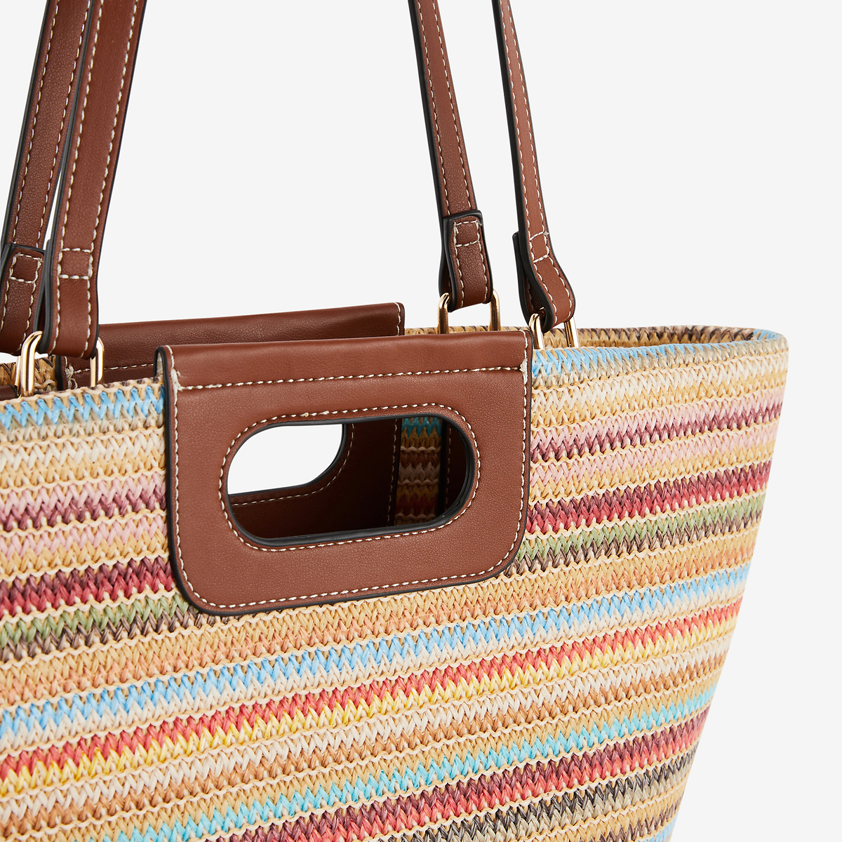 Sac effet pailles à rayures multicolore