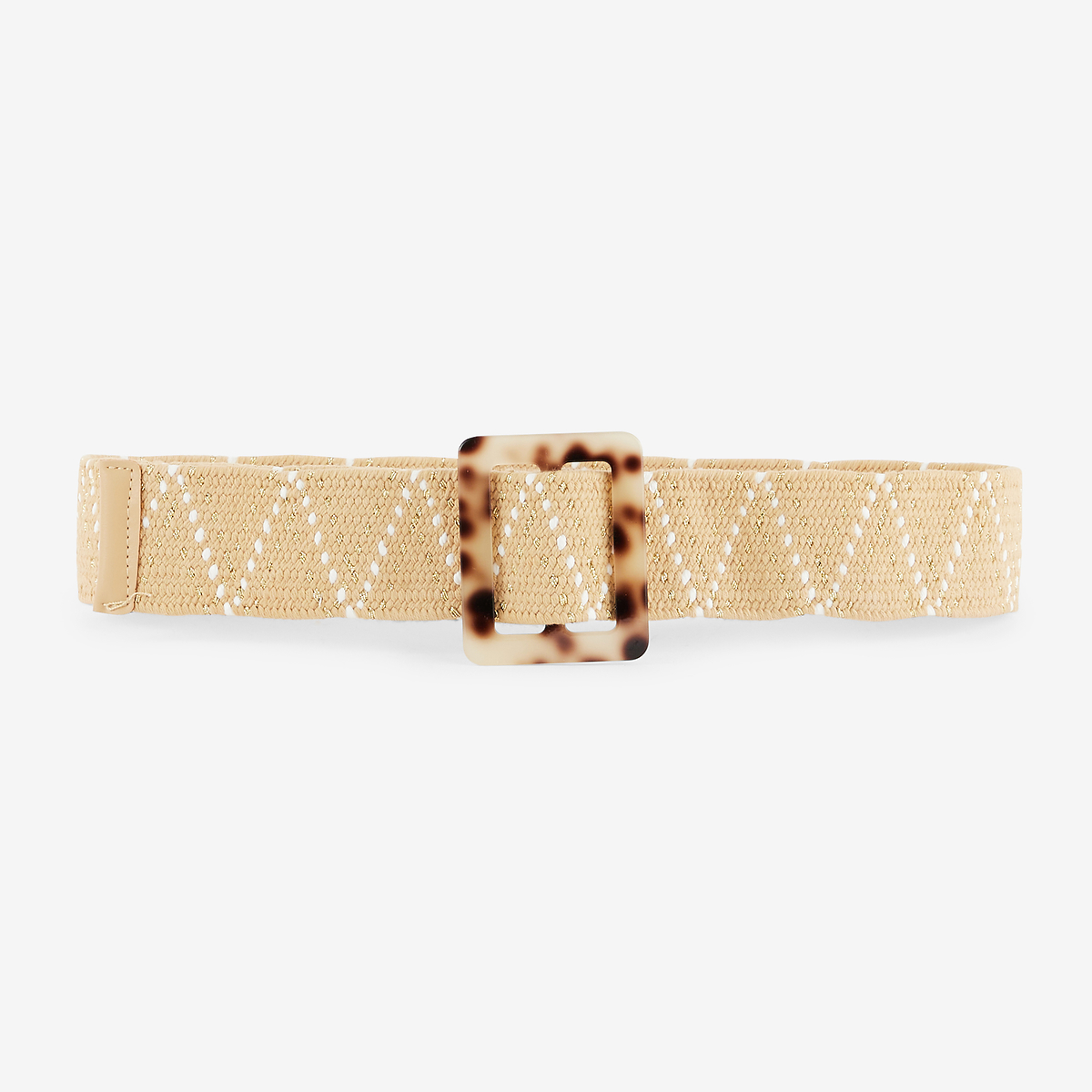 Ceinture élastique beige à surpiqûres contrastées avec boucle