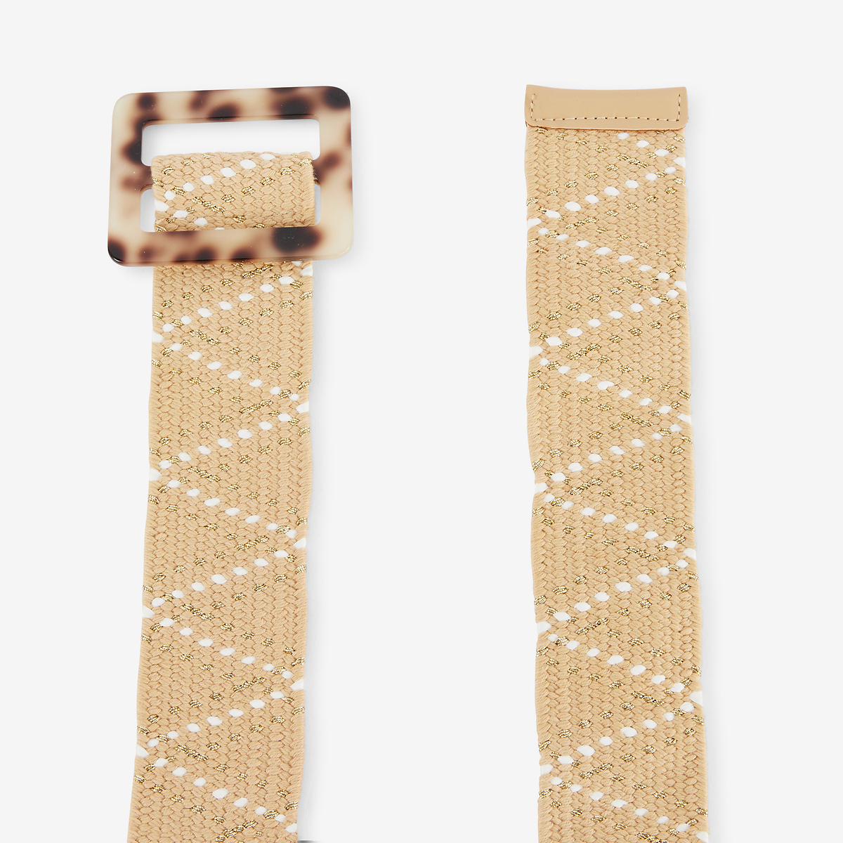 Ceinture élastique beige à surpiqûres contrastées avec boucle