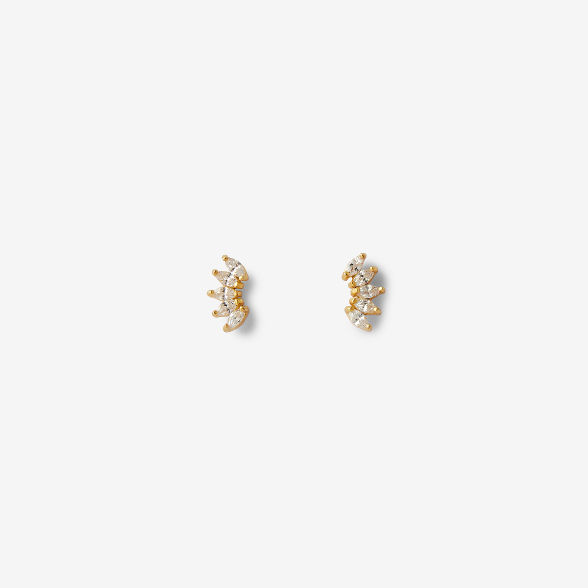 Puces d'oreilles pétales de zircon - argent 925 doré