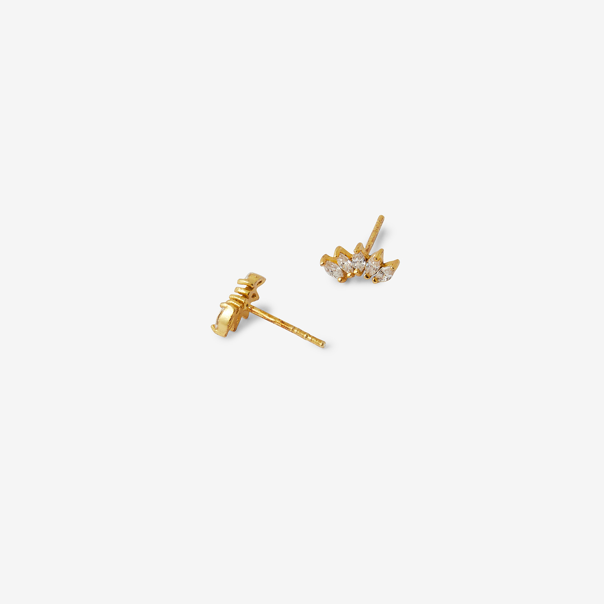 Puces d'oreilles pétales de zircon - argent 925 doré