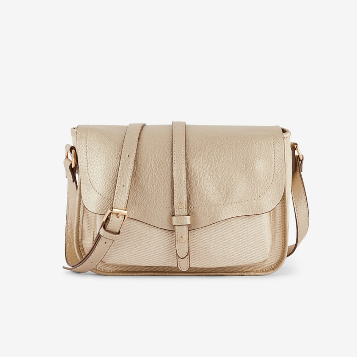 Sac à bandoulière bi-matière doré