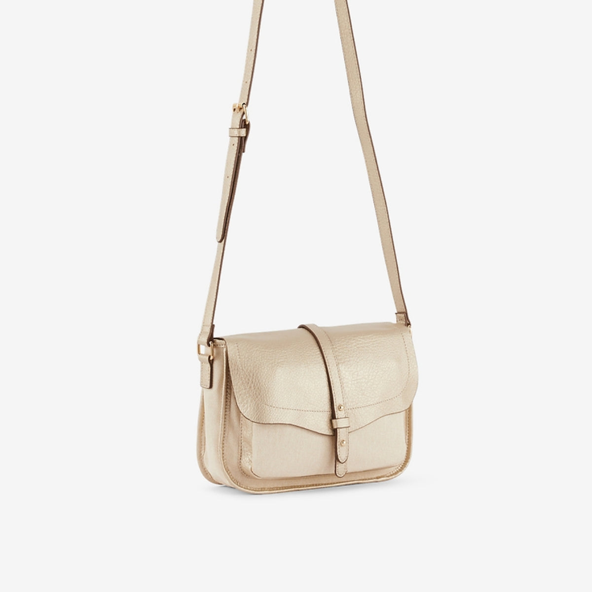 Sac à bandoulière bi-matière doré