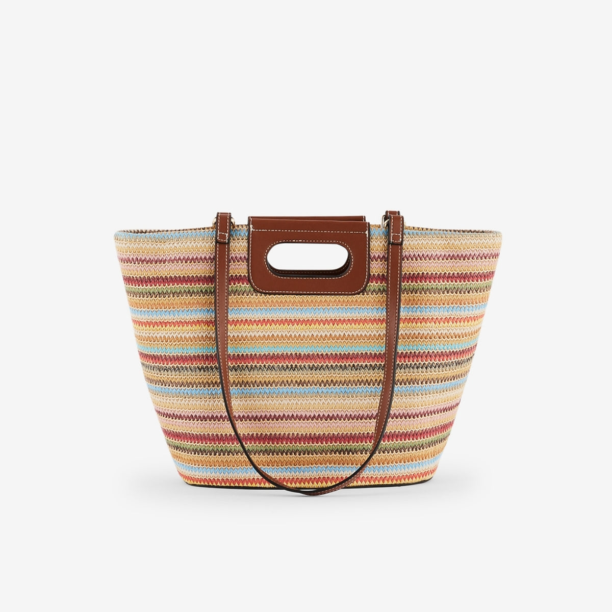 Sac effet pailles à rayures multicolore