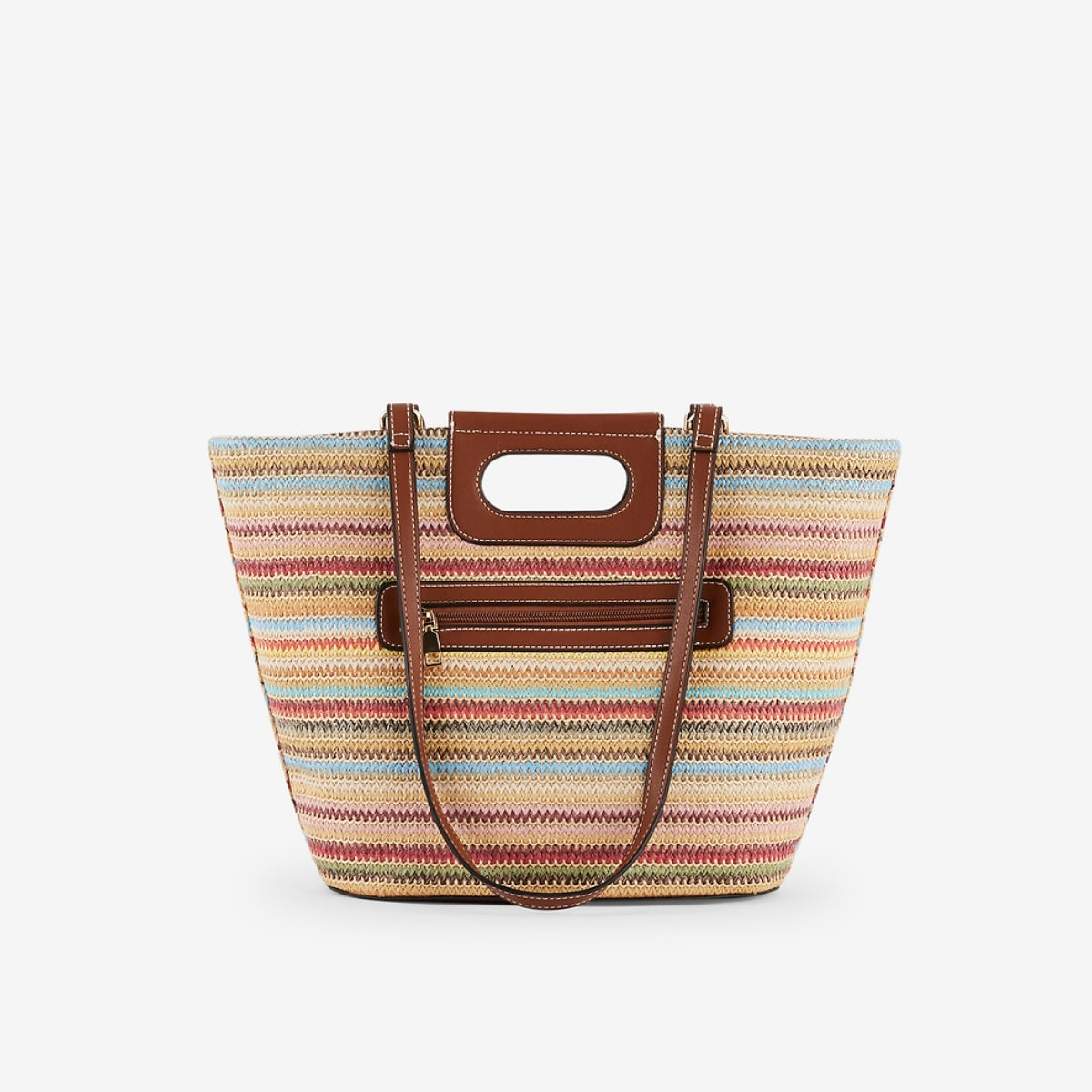 Sac effet pailles à rayures multicolore