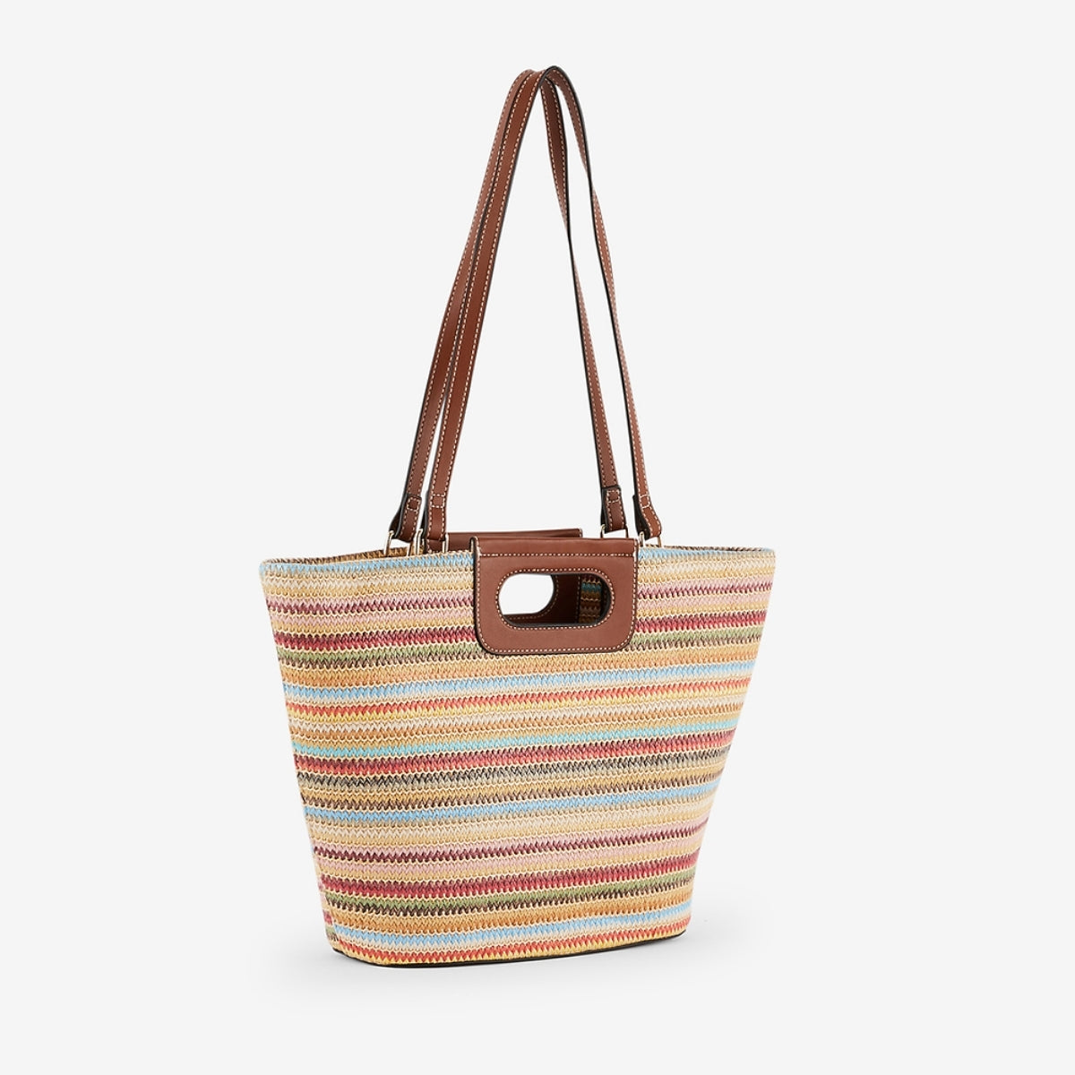 Sac effet pailles à rayures multicolore