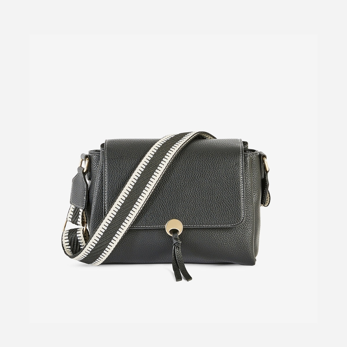 Sac à bandoulière effet grainé noir