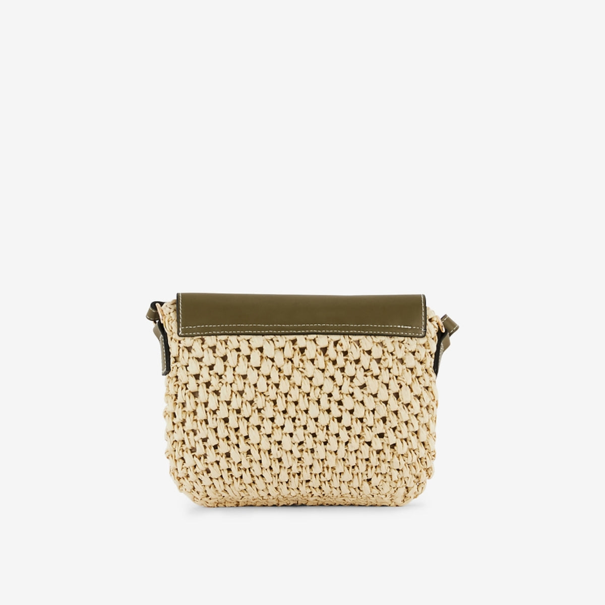 Sac à bandoulière paille bi-matière kaki