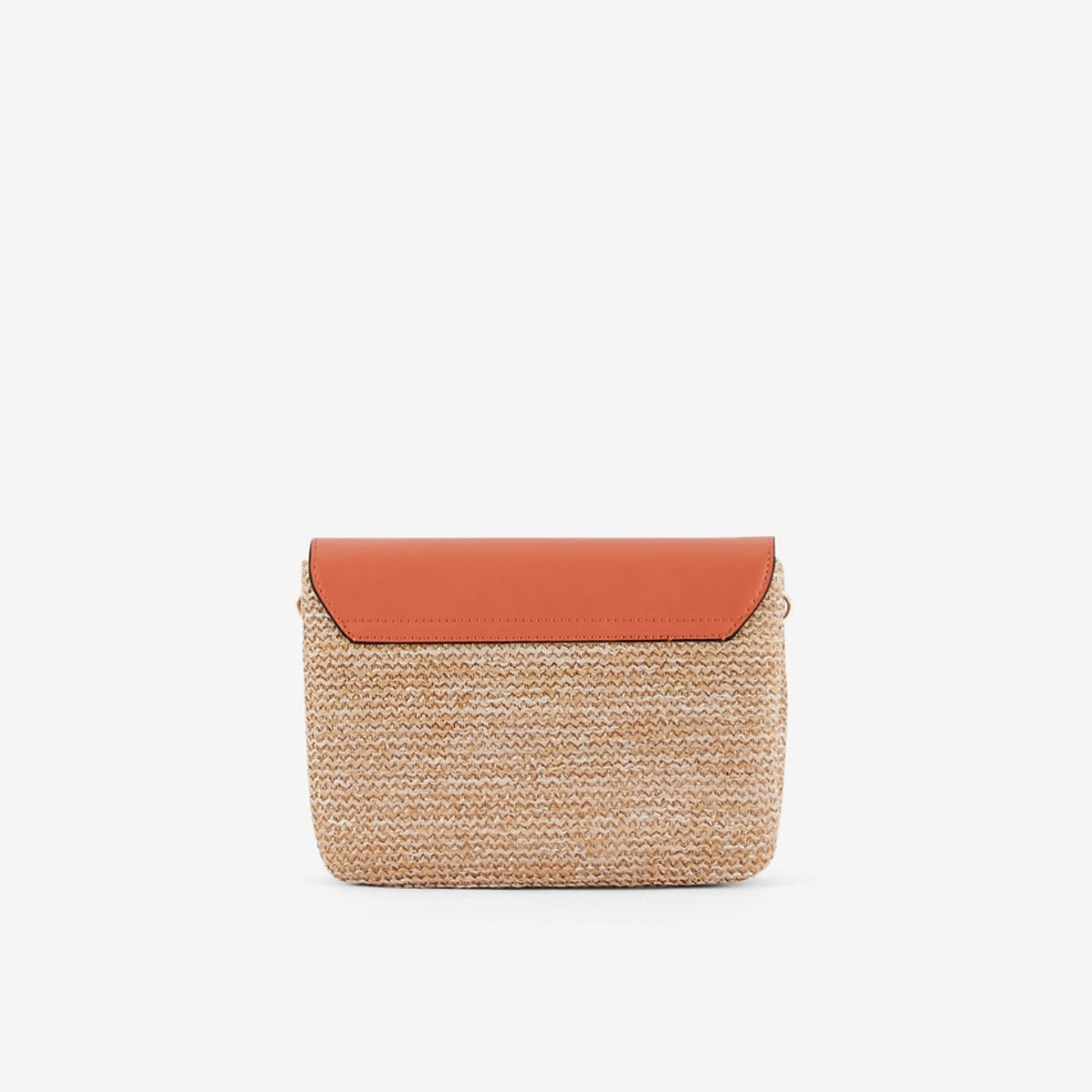 Sac à bandoulière bi-matière orange effet paille